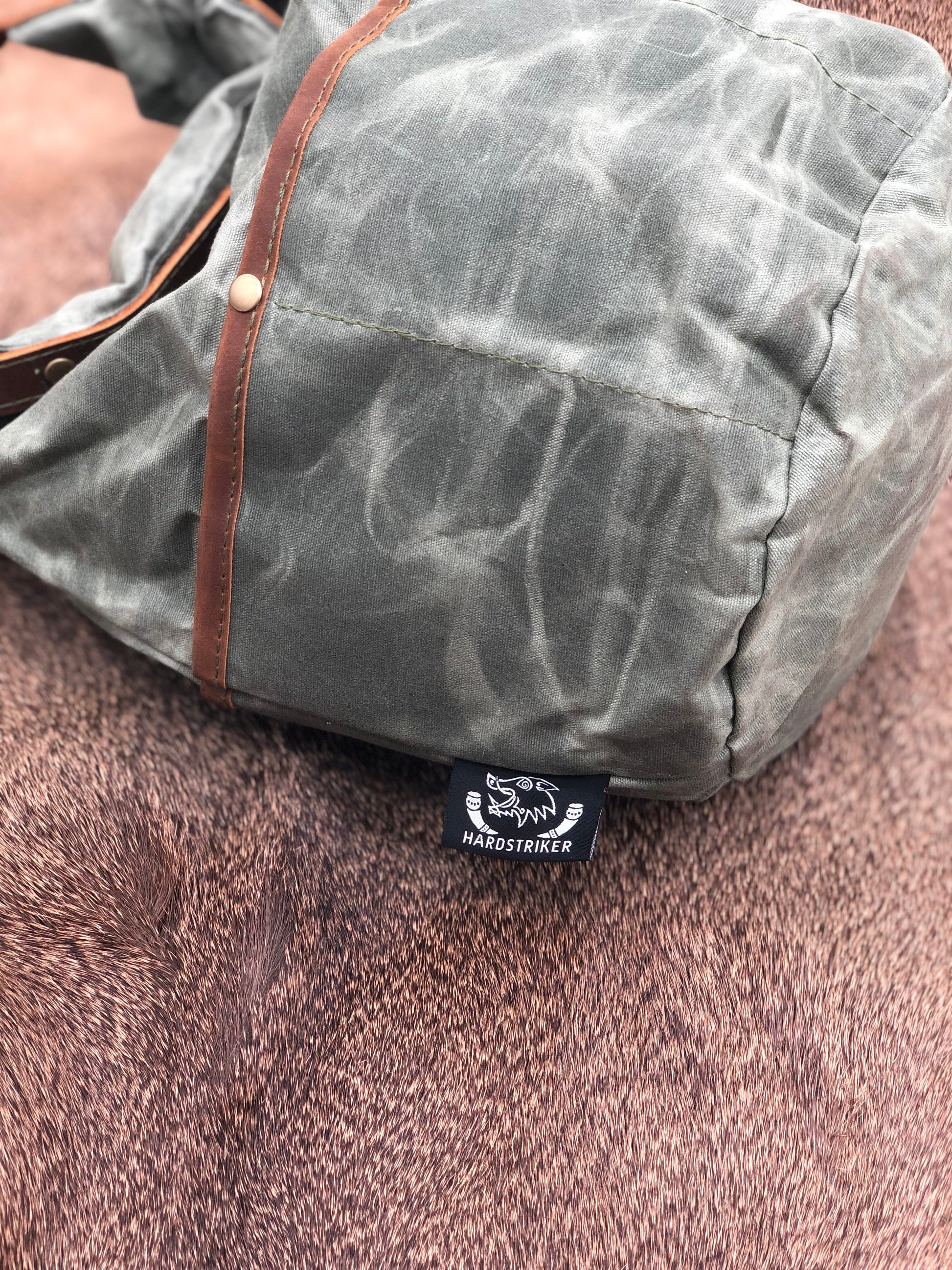 Large Wax Canvas Bags - Tan & Green