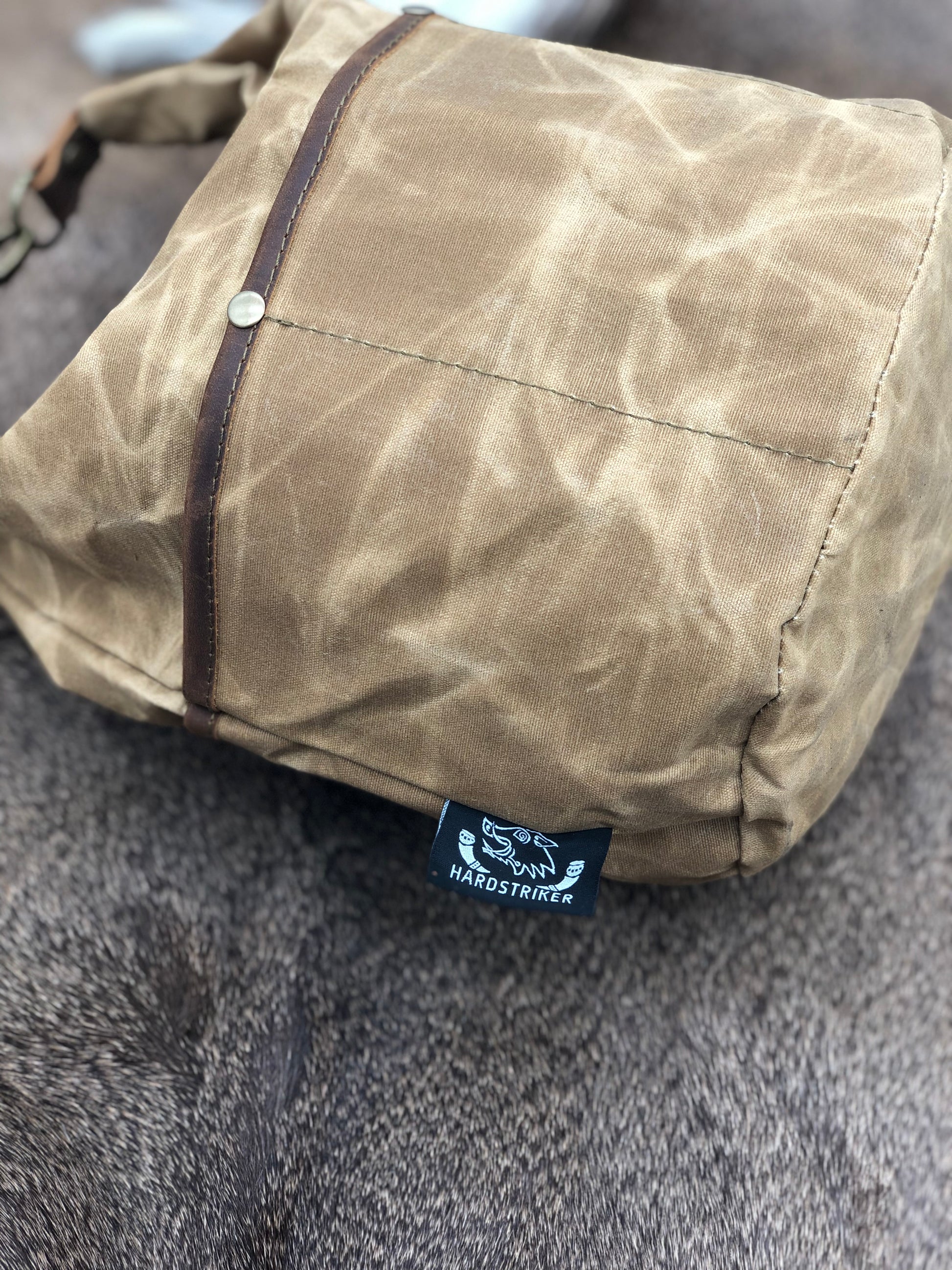 Large Wax Canvas Bags - Tan & Green