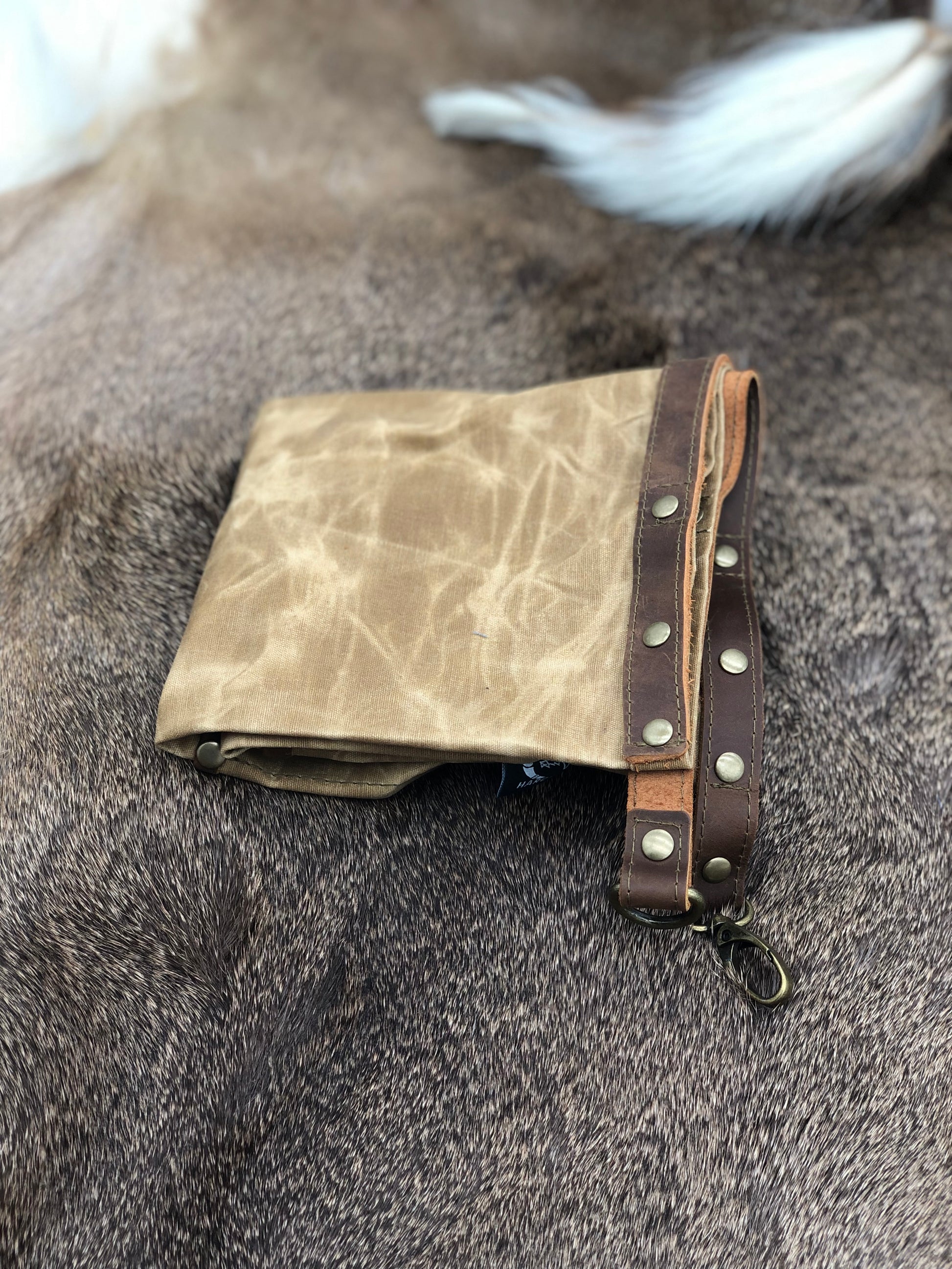 Large Wax Canvas Bags - Tan & Green