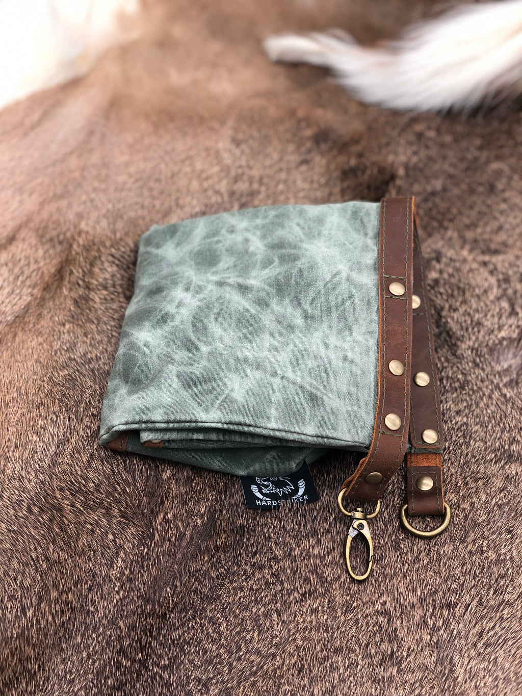 Large Wax Canvas Bags - Tan & Green