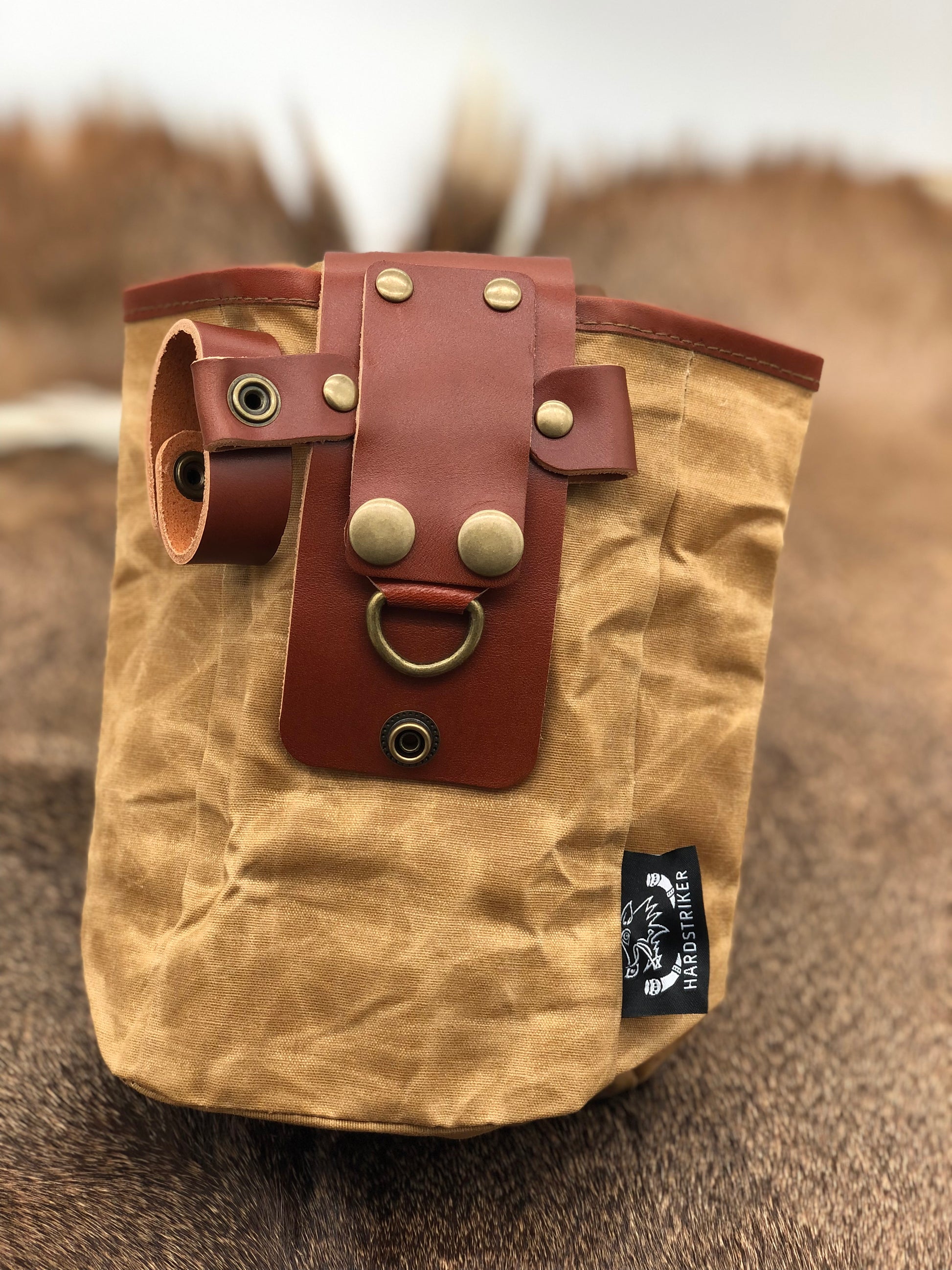 Fold Up Belt Pouch and Glove Holder - Tan & Green