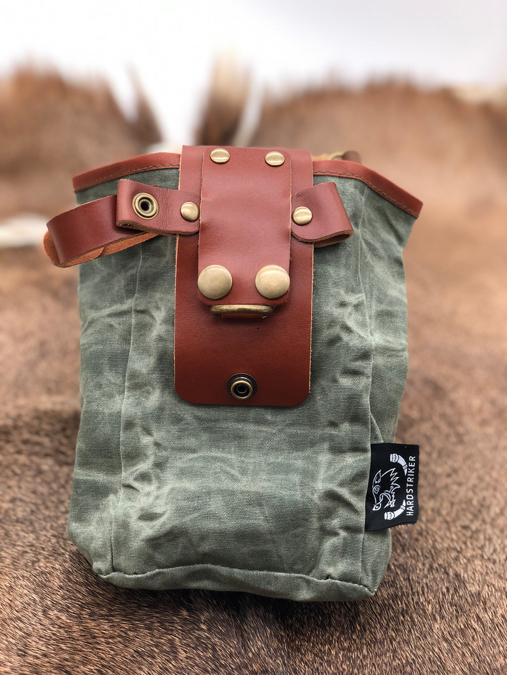 Fold Up Belt Pouch and Glove Holder - Tan & Green