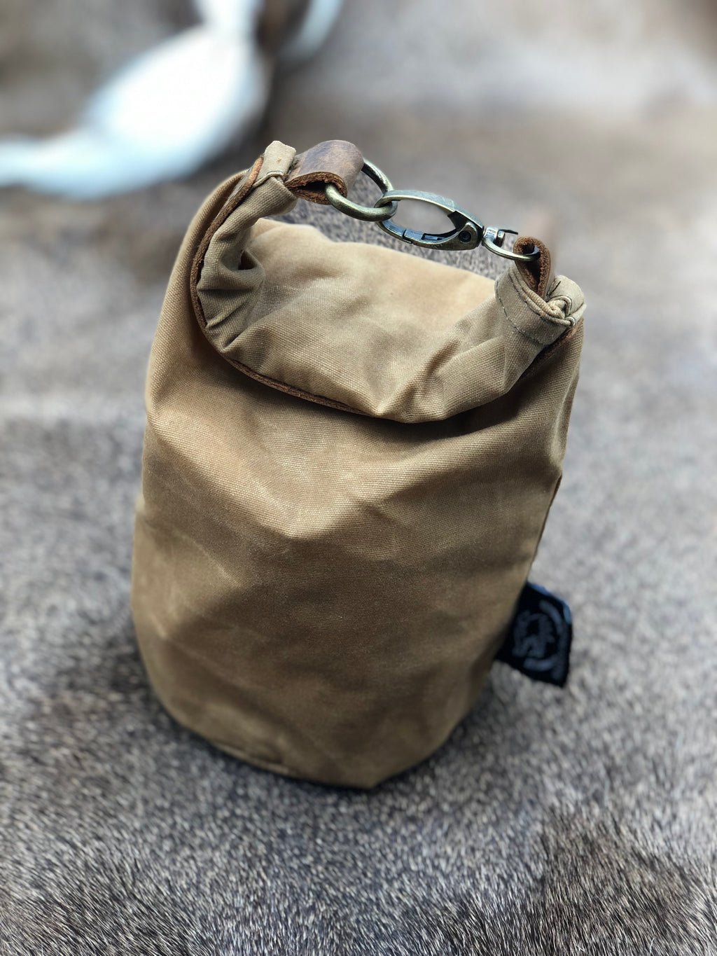 Small Wax Canvas Bag - Tan & Green