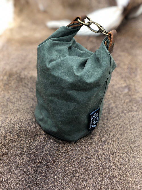 Small Wax Canvas Bag - Tan & Green