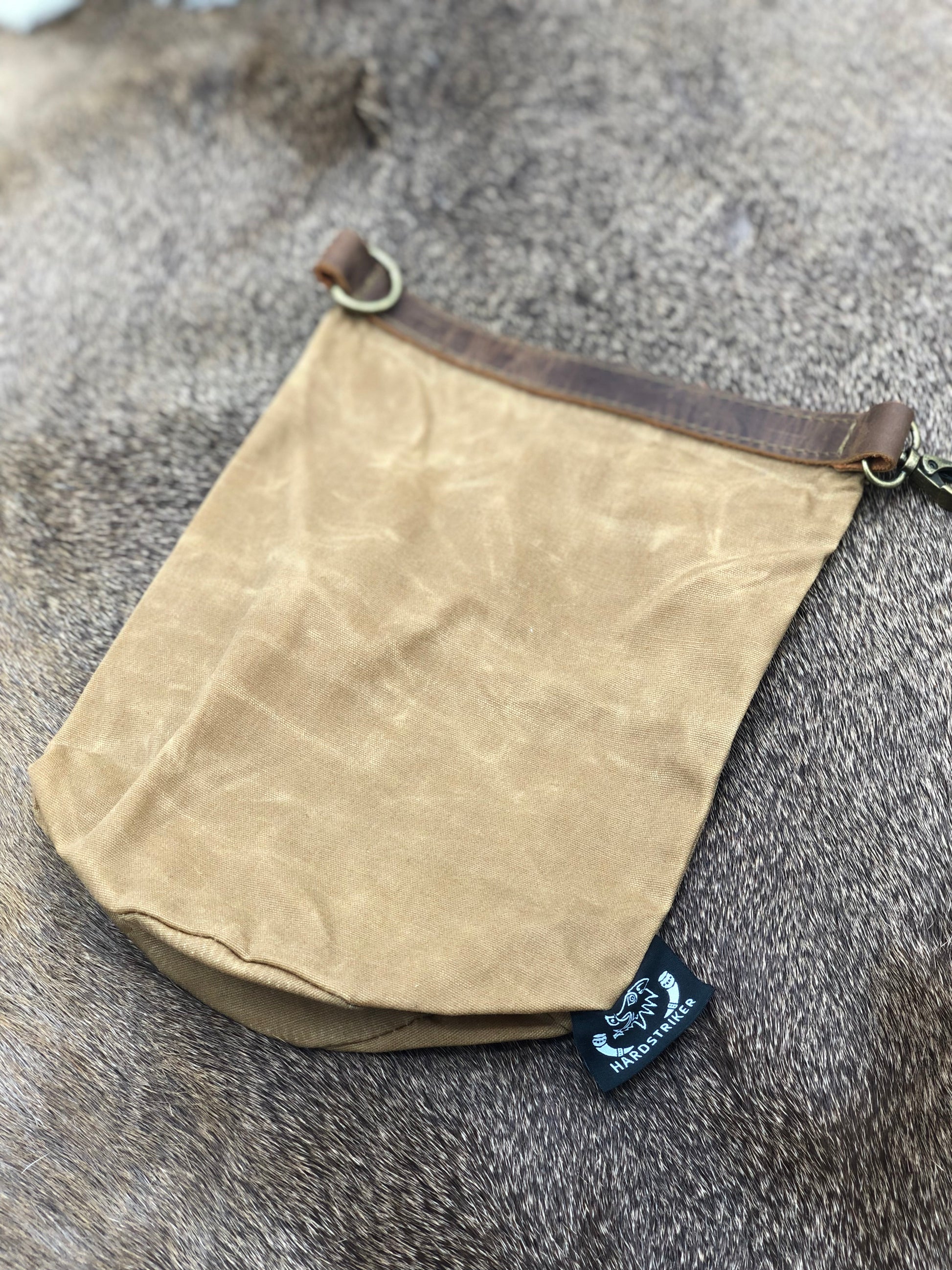 Small Wax Canvas Bag - Tan & Green